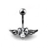 Piercing nombril Coeur Tattoo cristal blanc avec Ailes