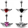 Piercing nombril Coeur Tattoo cristal Ailes