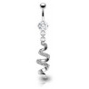 Piercing nombril acier chirurgical pendentif serpentin cascade blanc cristal