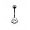 Piercing nombril black line cristal blanc 3 grif de qualité en acier noir