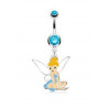 piercing nombril barre en acier chirurgical pendentif fée clochete cristal bleu