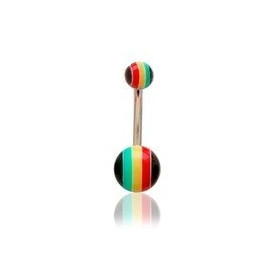 Piercing nombril bille Rasta acrylique vert jaune rouge jamaique bob Marley pas cher