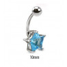 Piercing nombril acier chirurgical motif étoile cristal 10mm couleur bleu turquoise pour femme