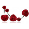 Piercing nombril barre titane motif coeur en cristal rouge recouvert de résine