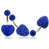 Piercing nombril barre en titane motif coeur en cristal de swarovski couleur bleu saphir