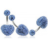 Piercing nombril barre en titane motif coeur en cristal de swarovski couleur bleu ciel