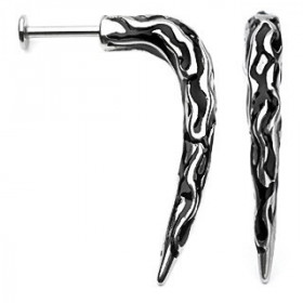 Piercing labret hardcore en acier chirurgical 1.6mm corne tribal métal