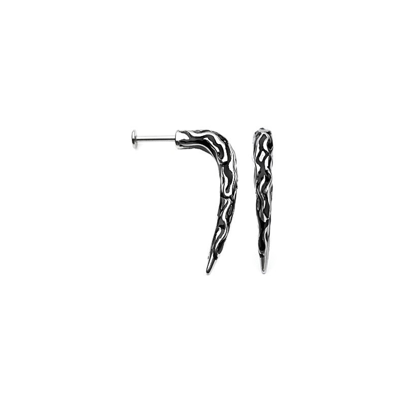 Piercing labret hardcore en acier chirurgical 1.6mm corne tribal métal