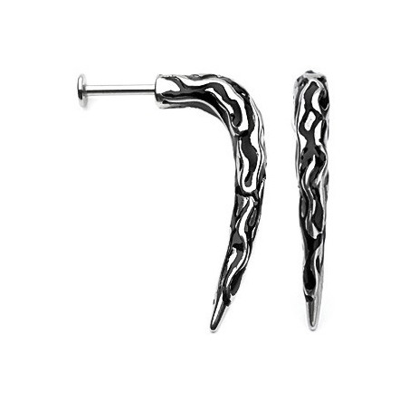 Piercing labret hardcore en acier chirurgical 1.6mm corne tribal métal