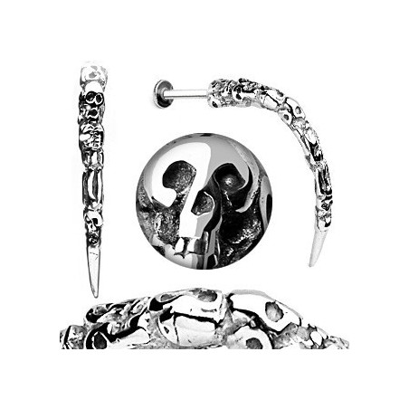 Piercing labret plusieur Skull tête de mort 1.6mm longue pointe métal hard