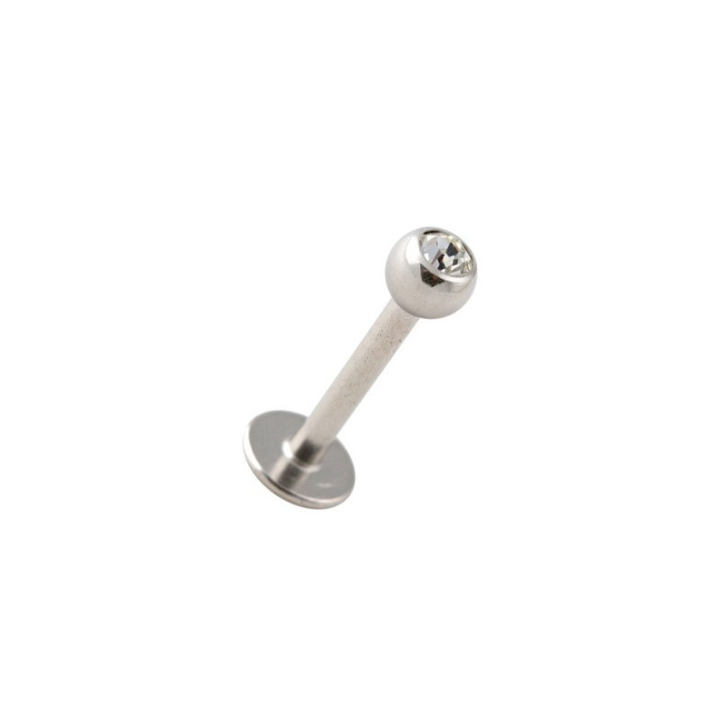 micro Piercing labret titane acier couleur griq Bille 3 mm avec cristal zirconium blanc de qualité