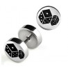 Faux piercing plug ecarteur oreille logo dés acier chirurgical inoxydable