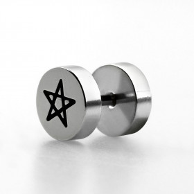 piercing oreille faux écarteur imitation plug oreille logo pentagramme acier pas cher