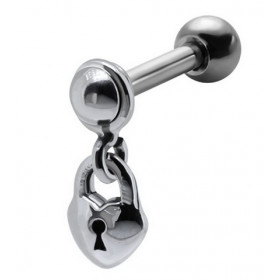 Piercing oreille pendentif en acier chirurgical motif cœur serrure pour piercing tragus hélix et cartillage