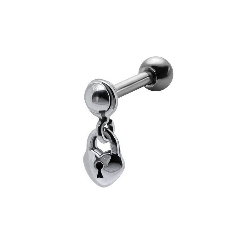 Piercing oreille pendentif en acier chirurgical motif cœur serrure pour piercing tragus hélix et cartillage