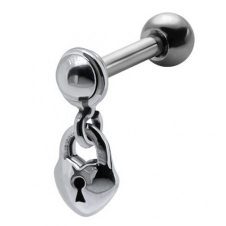 Piercing oreille pendentif en acier chirurgical motif cœur serrure pour piercing tragus hélix et cartillage