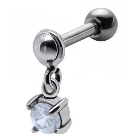 Piercing oreille acier chirurgical pendentif cristal blanc piercing tragus, hélix et cartilage