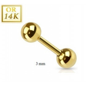 Piercing hélix cartilage et tragus barbell oreille arcade 1.2mm en or 14 carats