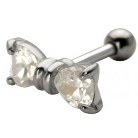 Piercing oreille acier chirurgical motif noeud cristal oxyde de zirconium pour tragus hélix et cartilage