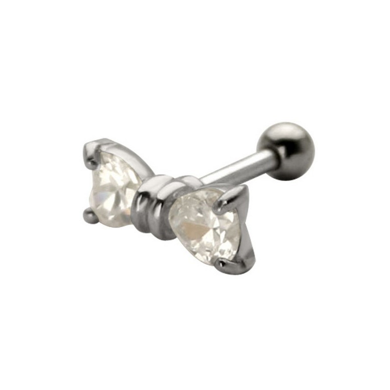 Piercing oreille acier chirurgical motif noeud cristal oxyde de zirconium pour tragus hélix et cartilage