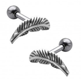 Piercing oreille motif plume en acier chirurgical haute qualité pour piercing tragus, cartillage et hélix