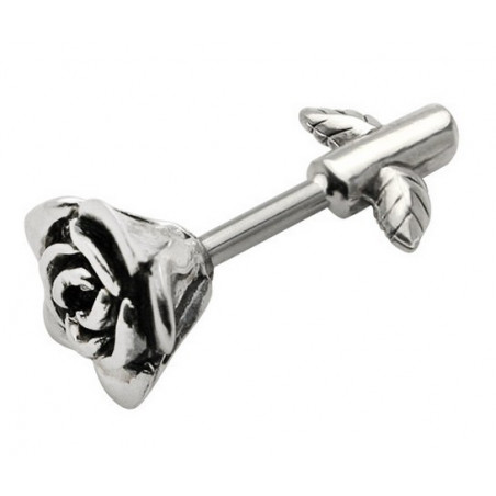 Piercing oreille motif rose en acier chirurgical inox pour piercing tragus, hélix et cartilage haute qualité