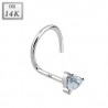 Piercing nez luxe en or blanc 14 carats motif coeur cristal blanc