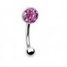 Piercing arcade micro banana en acier chirurgical cristal autrichien couleur rose