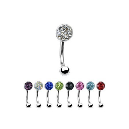 Piercing arcade strass micro banana en acier chirurgical cristal autrichien couleur rose pour femme