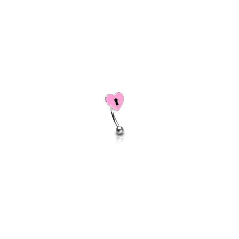 Piercing arcade original en acier chirurgical motif cerrure coeur de couleur rose