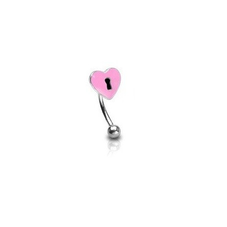 Piercing arcade original en acier chirurgical motif cerrure coeur de couleur rose