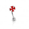 Piercing arcade micro banana en acier chirurgical croix chopper couleur rouge pour home et femme