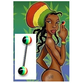 Piercing langue bob marley acier chirurgical bille Rasta