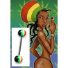 Piercing langue bob marley acier chirurgical bille Rasta