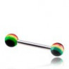 Piercing barbell langue téton acier chirurgical bille Rasta pas cher