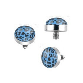 Bille piercing léopard implant microdermal motif léopard de couleur noir et bleu pas cher