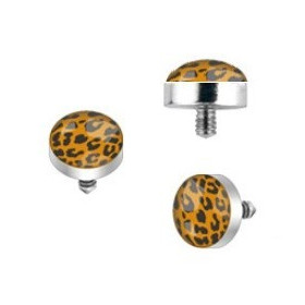 Bille piercing léopard implant microdermal motif léopard de couleur noir et orange pas cher