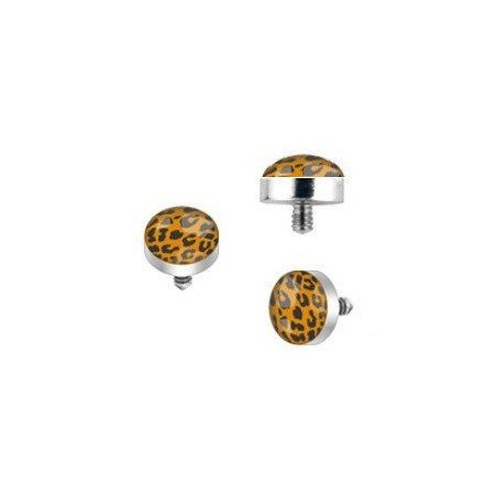 Bille piercing léopard implant microdermal motif léopard de couleur noir et orange pas cher
