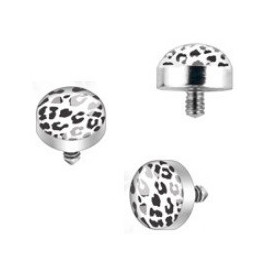 Bille piercing implant microdermal pour femme motif léopard de couleur noir et blanc pas cher