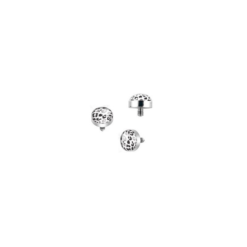 Bille piercing implant microdermal pour femme motif léopard de couleur noir et blanc pas cher