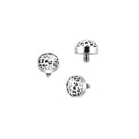 Bille piercing implant microdermal pour femme motif léopard de couleur noir et blanc pas cher