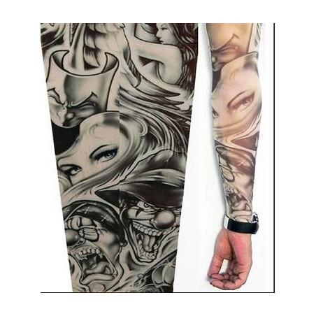 Manche faux tattoo motif Tattoo Clown et Femmes en nylon