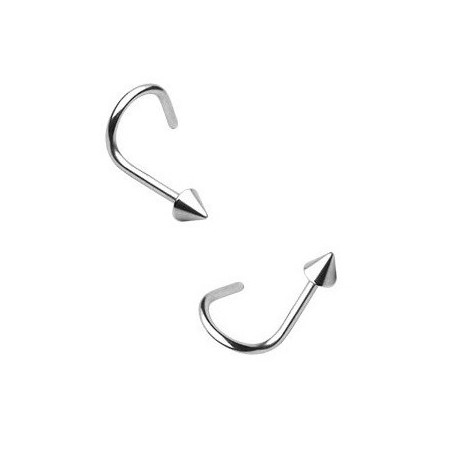 Piercing nez acier chirurgical tire-bouchon pointe acier pas cher