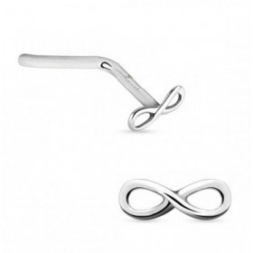 Piercing nez symbole de infini en argent massif 925 pas cher tige en angle droit