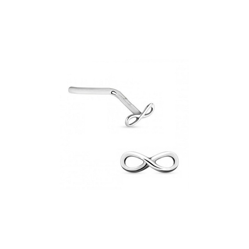 Piercing nez symbole de infini en argent massif 925 pas cher tige en angle droit