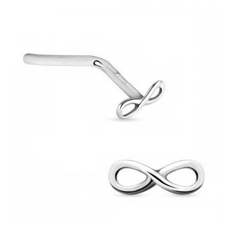 Piercing nez symbole de infini en argent massif 925 pas cher tige en angle droit