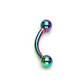 micro Piercing banana arcade bille 3 mm en titane anodisé de couleur fioul arc en ciel