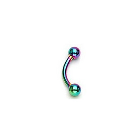 micro Piercing banana arcade bille 3 mm en titane anodisé de couleur fioul arc en ciel