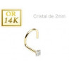 Piercing Nez Or jaune 14 carats cristal carré Blanc