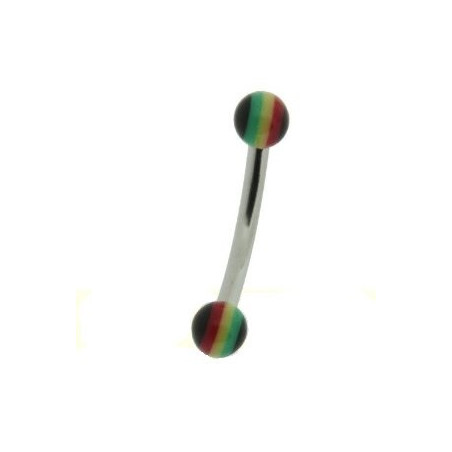 Piercing arcade bille Rasta acrylique couleur vert jaune rouge jamaique pas cher